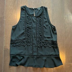 Ann Taylor Black peplum sleeveless blouse